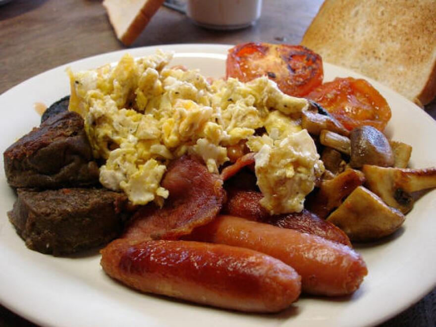 A delicious morning breakfast, one of several dishes featured in a Houston Chronicle piece about "hangover food." Link below