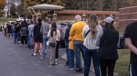 At the Hermitage Library large groups of people lined up to vote on the last day of early voting prior to the November 5, 2024 election.