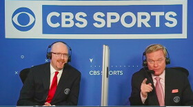 John Sadak (left) is frequently works with former Xavier University basketball coach Pete Gillen on CBS basketball telecasts.
