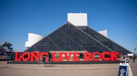 The head-on view of the Rock and Roll Hall of Fame won’t be seriously altered by a new wing now under construction to the left of the building.