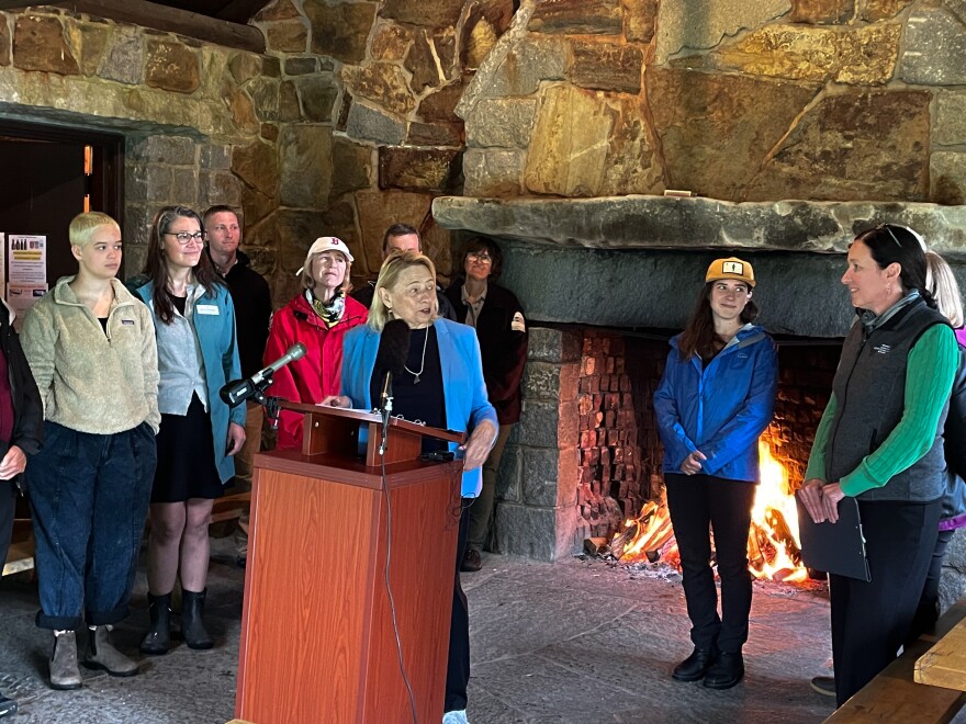 Gov. Mills visited Camden Hills State Park to announce new funds for Maine's 48 state parks, which are attracting more visitors every year.