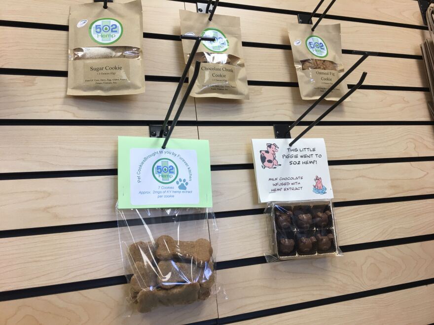 Taylor sells everything from dog treats to hemp-infused chocolate at 502 Hemp.