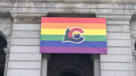   A pride flag on display at the Colorado State Capitol in Denver.