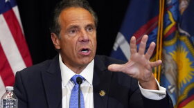 New York Gov. Andrew Cuomo speaks during a news conference at New York's Yankee Stadium, Monday, July 26, 2021.