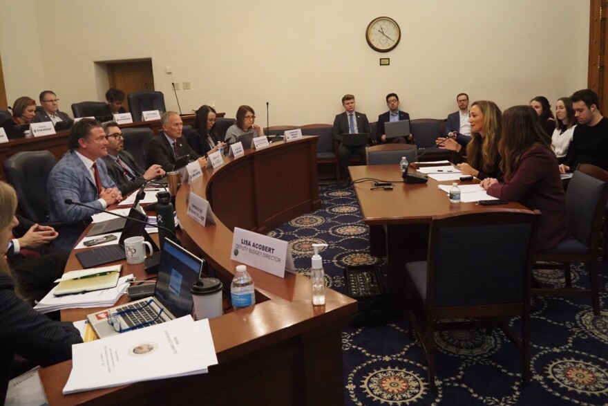 Indiana State Health Commissioner Lindsay Weaver discussed the advantages of flexible public health funding. She is pictured at a state budget hearing on Dec. 16, 2024.