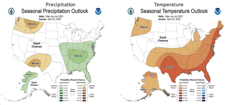 A large section of the U.S. could see warmer temperatures than normal, NOAA said as it gave an update on current forecasts calling for an El Niño climate pattern.