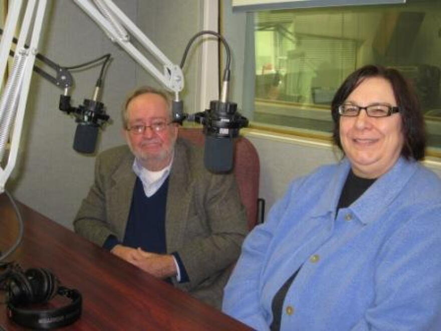 Poets and event organizers David Landrey and Susan Hutton