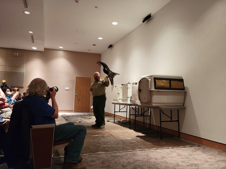 Wade LaHue, an interpretive naturalist at Hardy Lake, hopes that by showing different birds to people they can come to understand nature better.