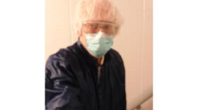 Janitor Dennis Osborn wears this protective gear at work to make sure he doesn't bring COVID-19 home to his wife who has lung cancer.