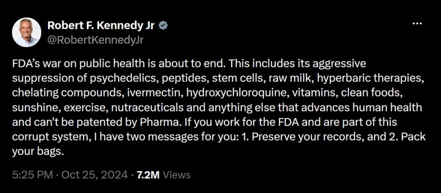 Before taking the helm of the Department of Health and Human Services, Robert F. Kennedy Jr. posted about peptides on X.