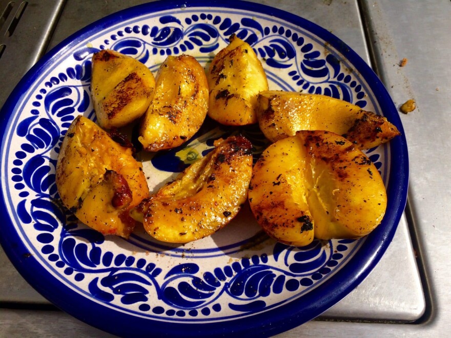 Kathy's grilled honey peaches. (Kathy Gunst for Here & Now)