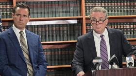 (left) Deputy District Attorney Gene Partrige and (right) District Attorney Michael Keane