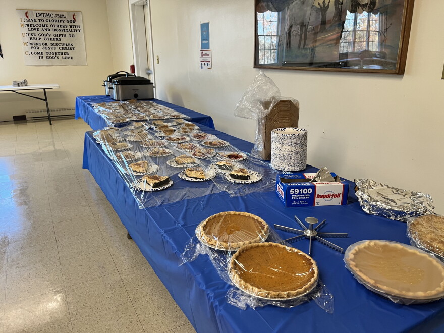 Election Day pies wait to be purchased and eaten at the Lake Winola United Methodist Church.