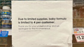 Many stores are limiting the number of baby formula containers each customer can buy. At a Fred Meyer in Anchorage, customers are limited to four. (Tegan Hanlon/Alaska Public Media)