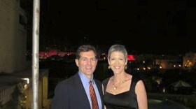 Greg Myre and Jennifer Griffin returned to Jerusalem last October, for a Race For The Cure breast cancer event. The walls of Jerusalem's Old City are in the far background, lit by pink lights for the occasion.