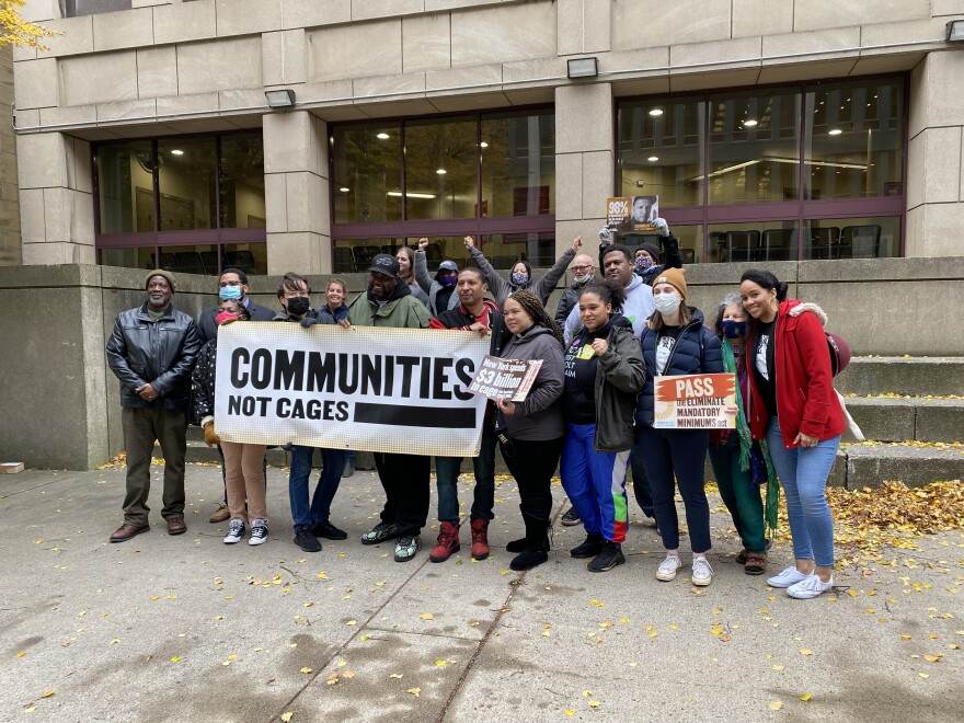 Criminal Justice reformers gather outside the Holding Center to tout three new reform bills