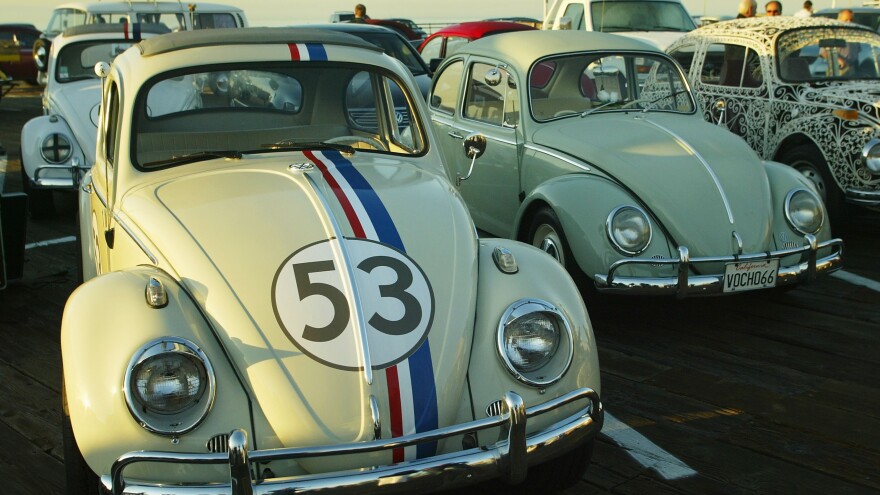 "Herbie the Love Bug" and other vintage Volkswagens are lined up in 2005 in Santa Monica, Calif., as part of a celebration of VW's 50th anniversary in the U.S.