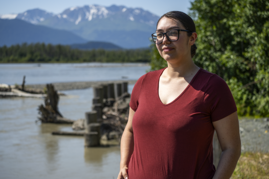 Tribal member Shawna Hotch said one of her earliest memories is of her family digging silt out from under their house after a mudslide. (Chris Bentley/Here & Now)