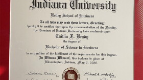 Picture of IU 2020 graduate Caitlin Brady's diploma.
