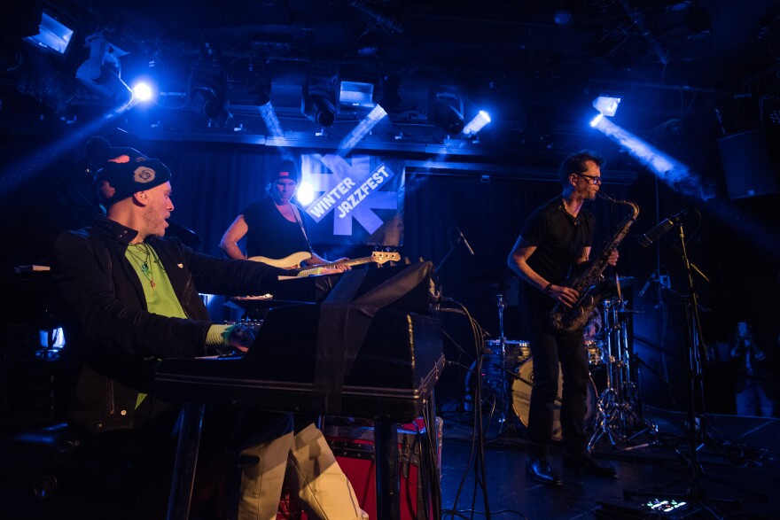 The Donny McCaslin Quartet, with Jason Lindner, Tim Lefebvre, McCaslin and Mark Guiliana, at the 2023 Winter Jazzfest.