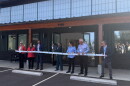 Oregon State University President Jayathi Murthy cuts the ribbon for the opening of PacWave, a wave energy generation testing facility, Aug. 27, 2026.