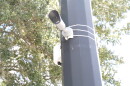 A camera sits on a pole in Gainesville.
