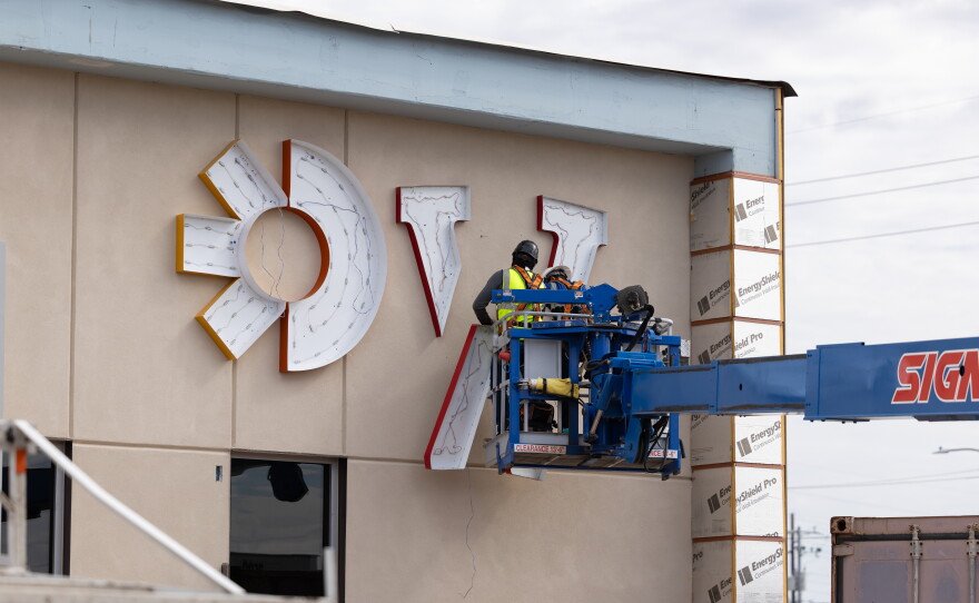Exterior signage is installed on Arizona Western College and Onvida Health's future Health Careers Center, Sept. 8, 2026.