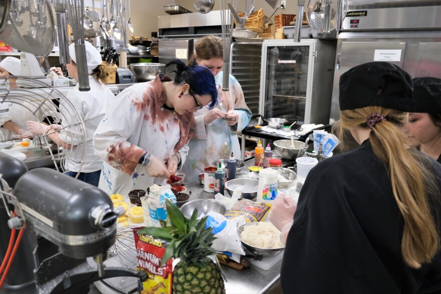 Students from Northland Pines compete in the cupcake challenge.