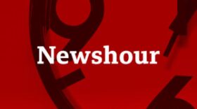 logo for BBC Newshour program showing clock