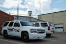 Okemah Police Department patrol cars parked behind Okemah City Hall on Aug. 19, 2025, in Okfuskee County, Oklahoma.