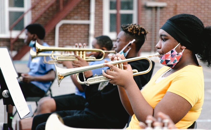 Students in The Roots of Music marching band are between the ages of 9 and 14. Many of the children attend public schools where music education is limited.