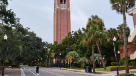 The iconic Century Tower stands in the middle of the campus of the University of Florida in Gainesville, Florida, in this photograph taken July 22nd, 2021. The university is trying to extinguish a political controversy over its decision to block requests by three prominent professors to provide paid testimony in a voting rights lawsuit against Gov. Ron DeSantis and other top state officials. (Houston Harwood/Fresh Take Florida)