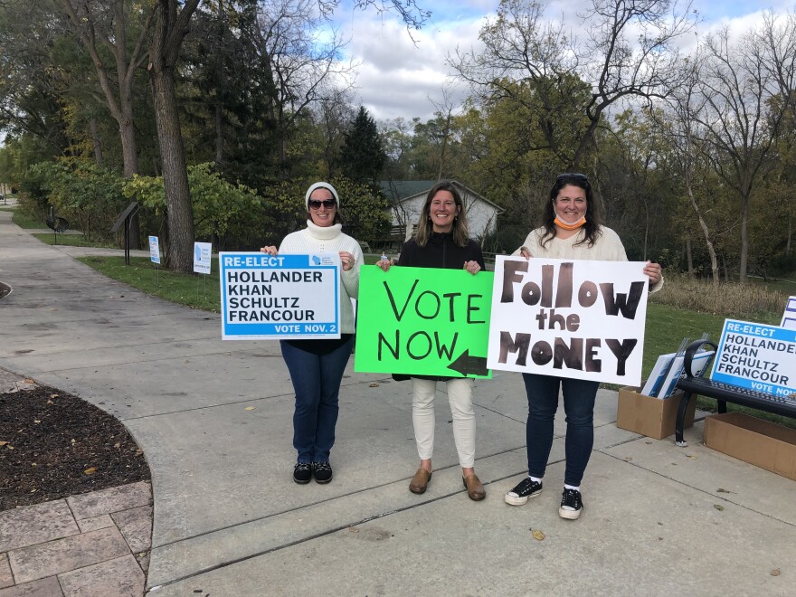 Supporters of Mequon-Thiensville school board incumbents rallied the week before the special recall election. Incumbents held onto their seats in that election.