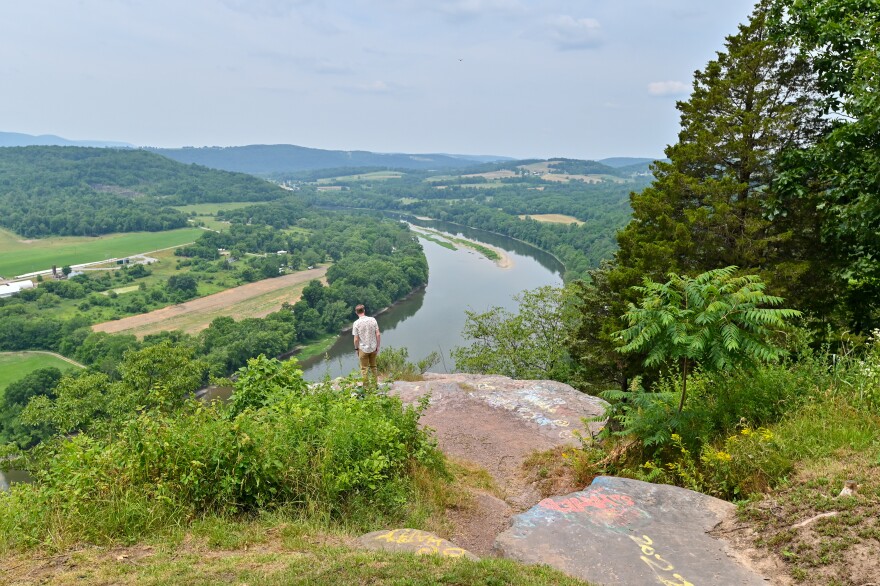 A man looks over the Susquehanna River in Bradford County.
