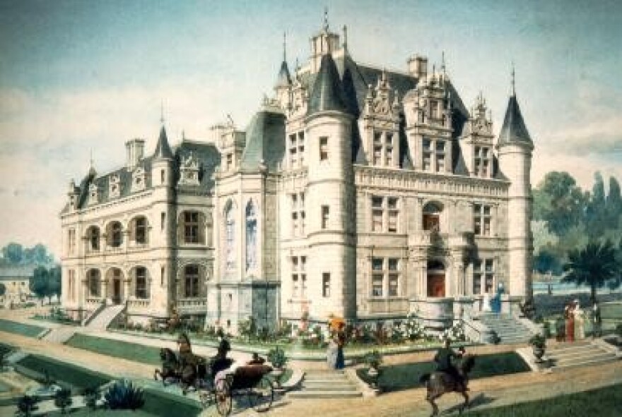 An illustration of Kearney's planned home at Chateau Fresno, inspired by the 16th century Château de Chenonceau in France.