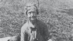 Florence Chandler Maybrick, late in her life, on the grounds of the South Kent School in South Kent, CT. She lived and worked there until her death in 1941.