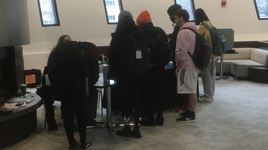 Students voting at Brody Hall photo