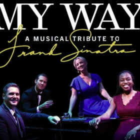 The cast of Players Circle Theater's production of "My Way: A Musical Tribute to Frank Sinatra" (from left): AJ Mendini, Ted Wioncek III, Kimberly Suskind, and Ruthgena Faraco.