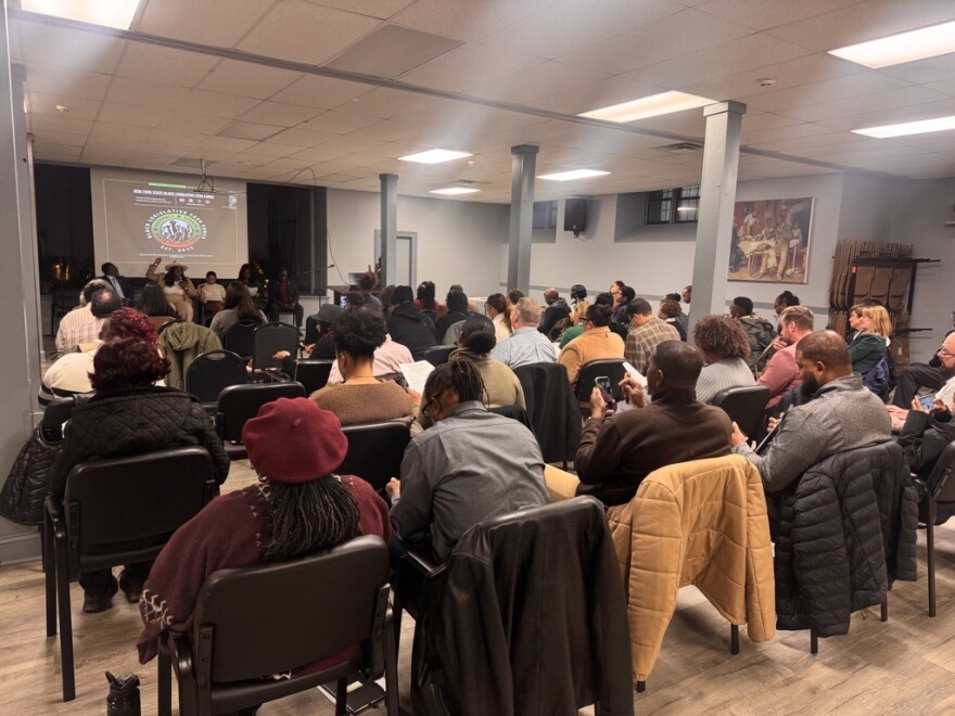 The New York State Black Legislative Task Force held a "listening tour" in the basement level of Aenon Missionary Baptist Church to inform nonprofits of the latest grant funding opportunity.