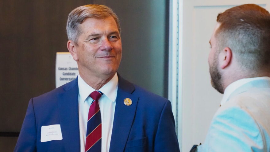 Kansas House Majority Leader Chris Croft, shown here at an Olathe event in August, expressed satisfaction with the state's receipts, which are up 10% in the first two months of fiscal year 2027.