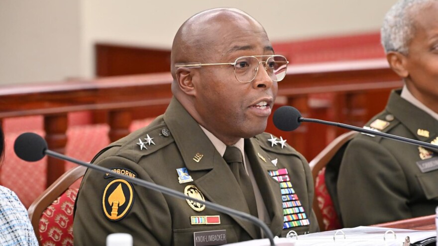 Major General Kodjo Knox-Limbacker of the Virgin Islands National Guard testifies in front of the Committee on Budget, Appropriations and Finance at a hearing at the Earle B. Ottley Legislative Hall on St. Thomas.