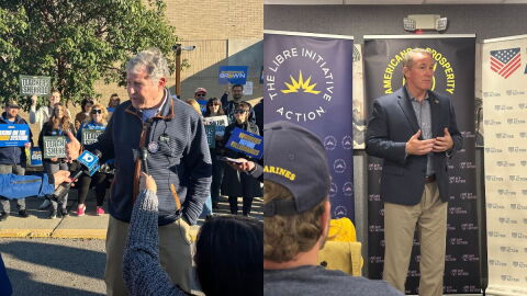 Democratic former Sen. Sherrod Brown (left) and GOP incumbent Sen. Jon Husted (right) in October 2026.