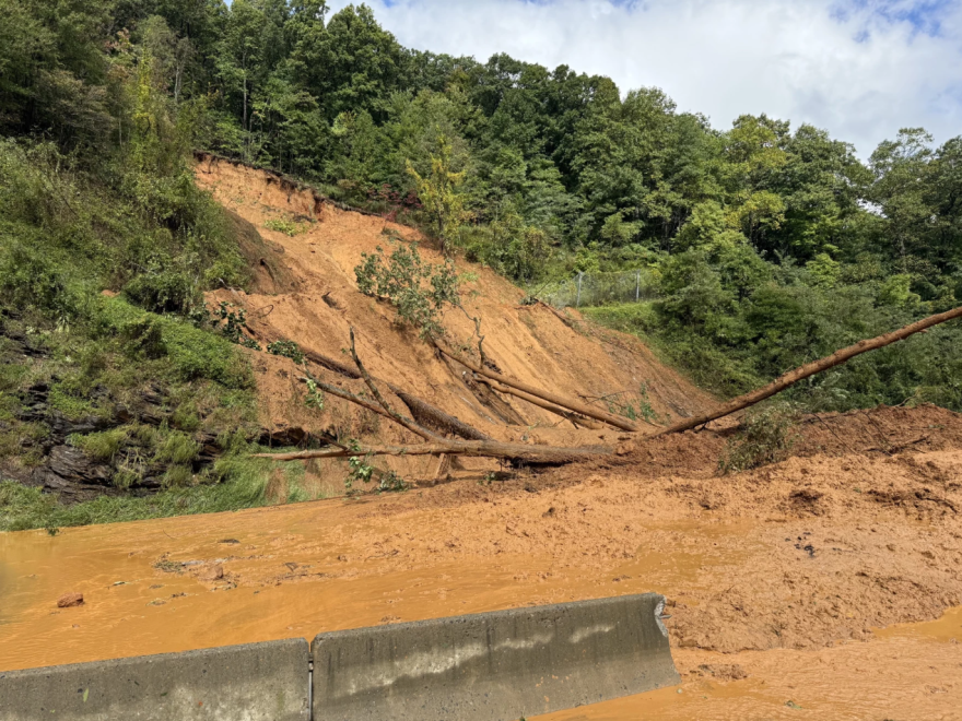 A mudslide on I-40 near Old Fort.