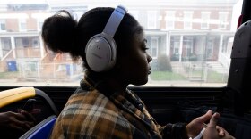 Brooke Bourne, a senior at Western High School, takes both the bus and the subway to get home from school each day. (Kaitlin Newman/The Baltimore Banner)