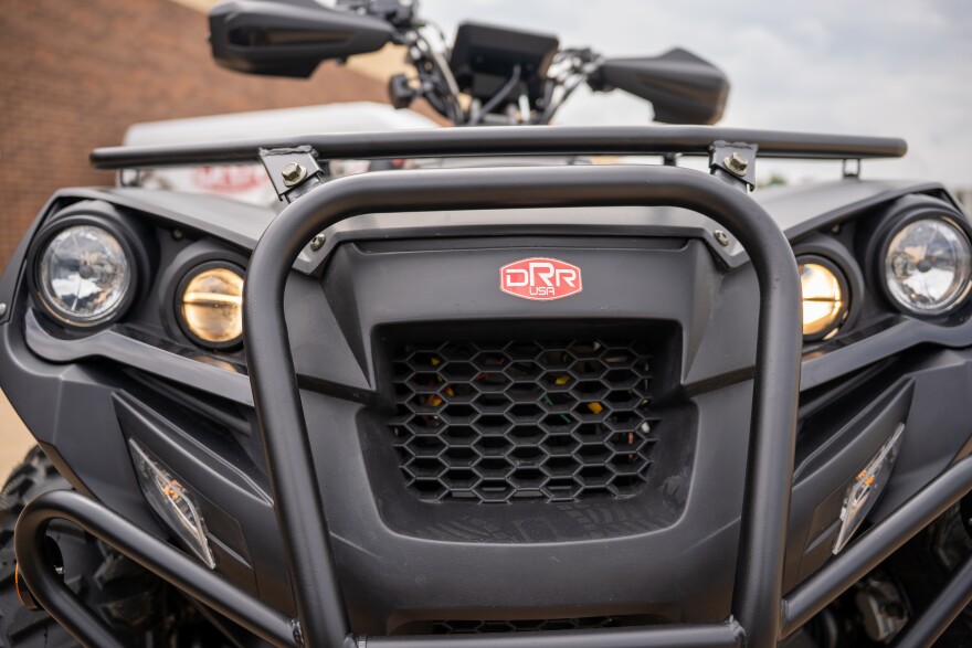 close up of a black ATV