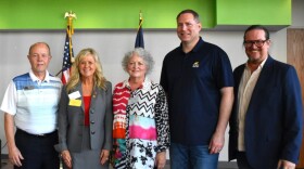From left to right, Madison County GOP Chair Russ Willis, new state Rep. Lori Goss-Reaves, Fifth District Chair Judy Buck, Indiana Republican Party Chair Kyle Hupfer and Grant County Chairman Darren Reese pose for a photo after the Republican caucus that elected Goss-Reaves.