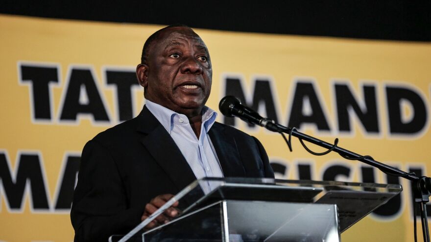 South African President Cyril Ramaphosa speaks to the ruling African National Congress party earlier this year in Johannesburg, focusing mostly on land reform policies.