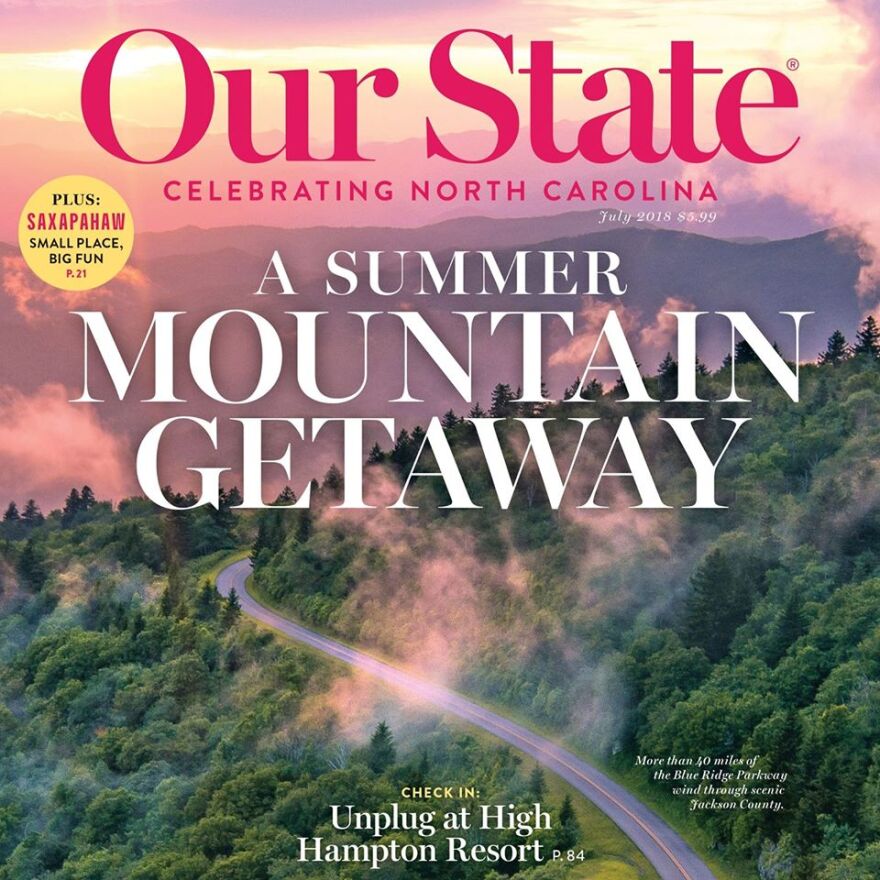 Image of cover of magazine for Our State featuring a picture of the Blue Ridge Parkway