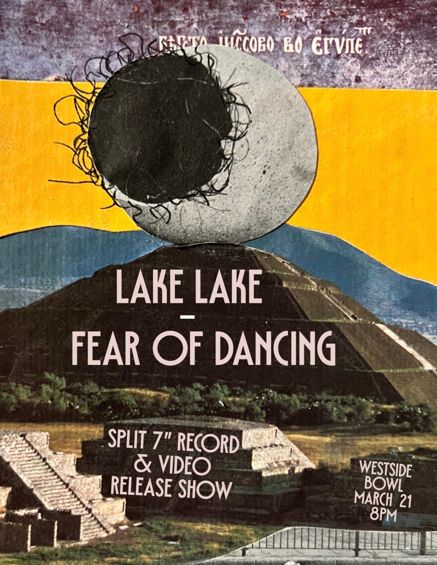 Fear of Dancing and Lake Lke promo poster for event at West Side Bowl this Saturday at 8PM