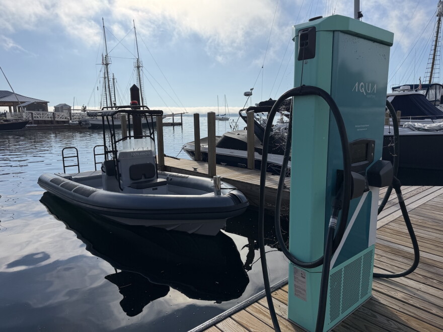 The Vita Seal is a 24-foot rigid inflatable boat that will be used by students and scientists at the Freshwater Research Innovation Center starting next spring. (Photo credit: Vivian La/IPR News)